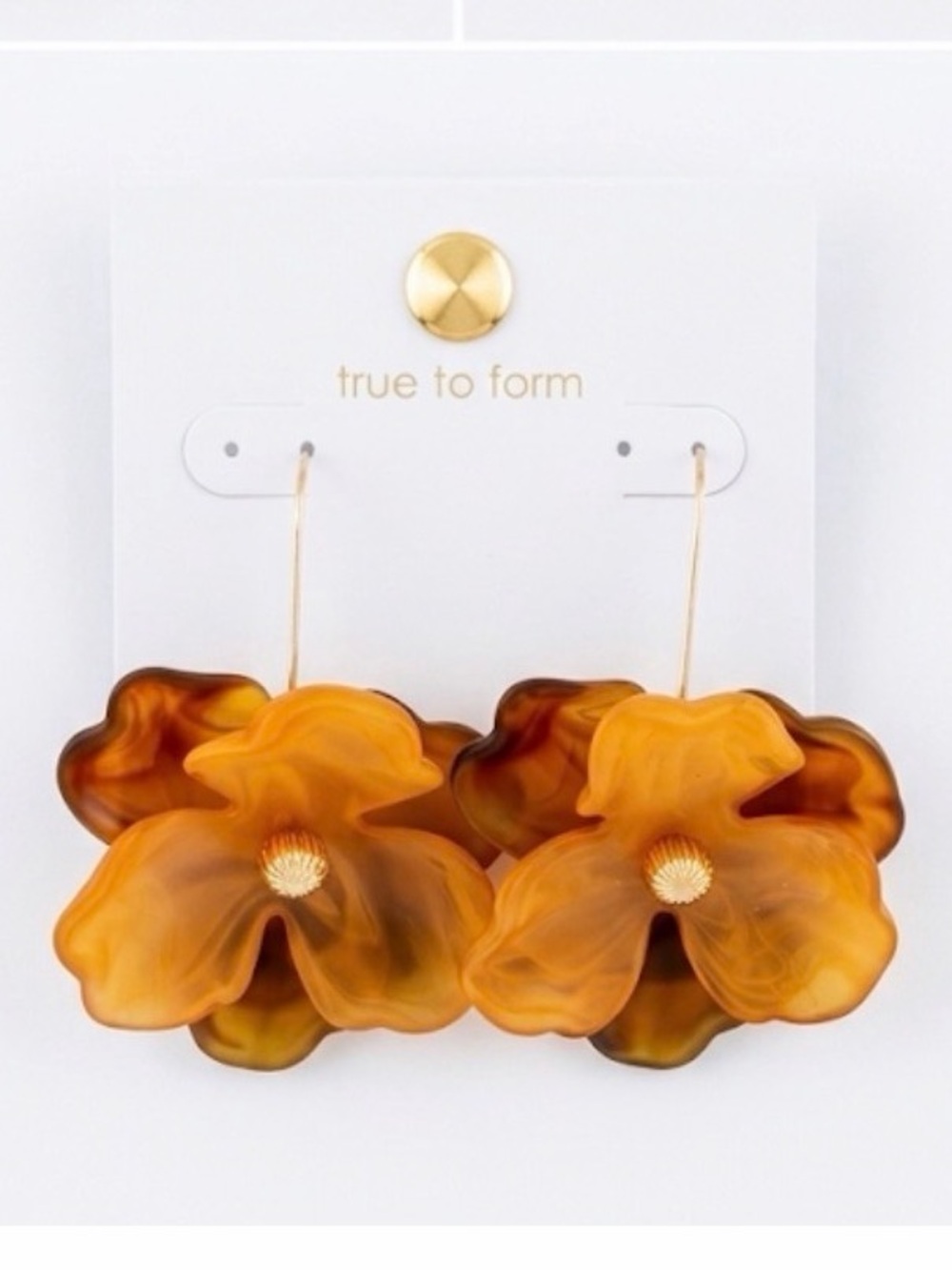 NWT ⚜️🤎⚜️ True to Form Tortoise Resin Flower Drop Earrings.